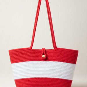 Ruby Stripe Crochet Tote Bag