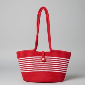 Ruby Stripe Handmade Tote Bag