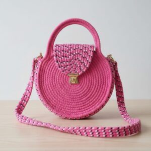 Blush Circle Crochet Sling Bag