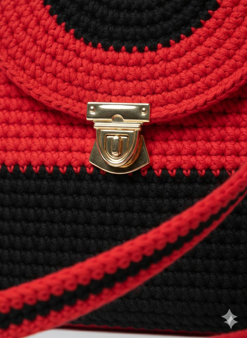 Ruby Noir Crochet Sling Bag - Image 4