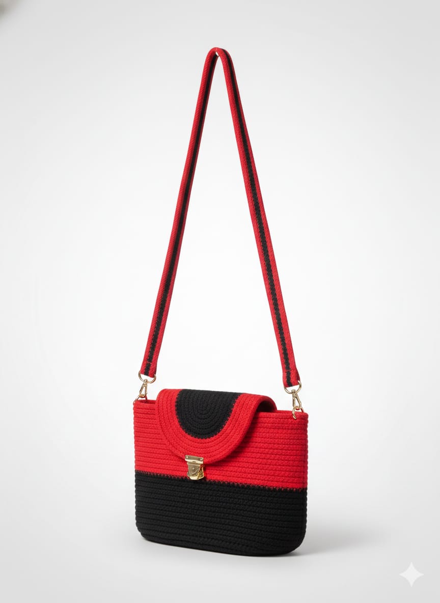 Ruby Noir Crochet Sling Bag - Image 3