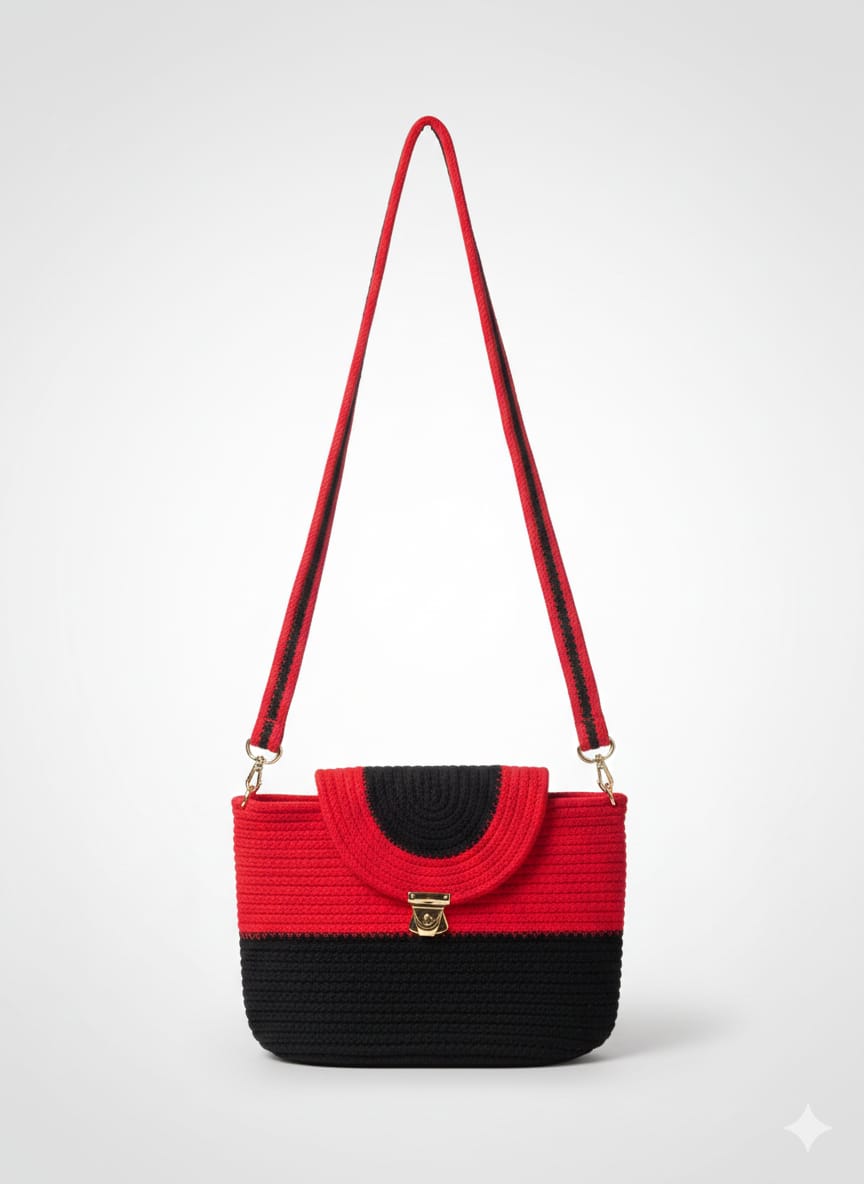 Ruby Noir Crochet Sling Bag - Image 2