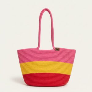 Sunset Stripe Crochet Tote Bag