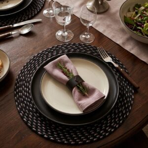 Midnight Speckle Hand-Braided Placemat